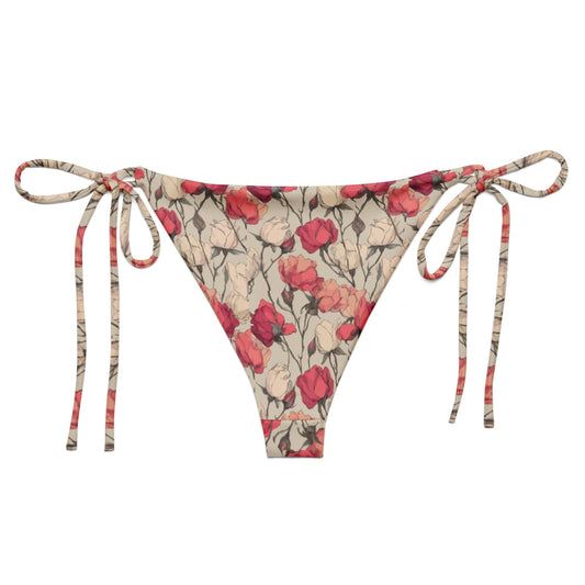 Roses All-over print recycled string bikini bottom | Unique Everyday Designz Home, Gifts & Apparel A Lid for Every Pot ~Everyday Designz~