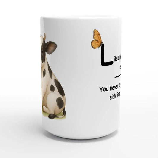 Barnyard Sarcasm - Humourous Cow Tails Collection - White 15oz Ceramic Mug | Unique Everyday Designz Home, Gifts & Apparel A Lid for Every Pot ~Everyday Designz~