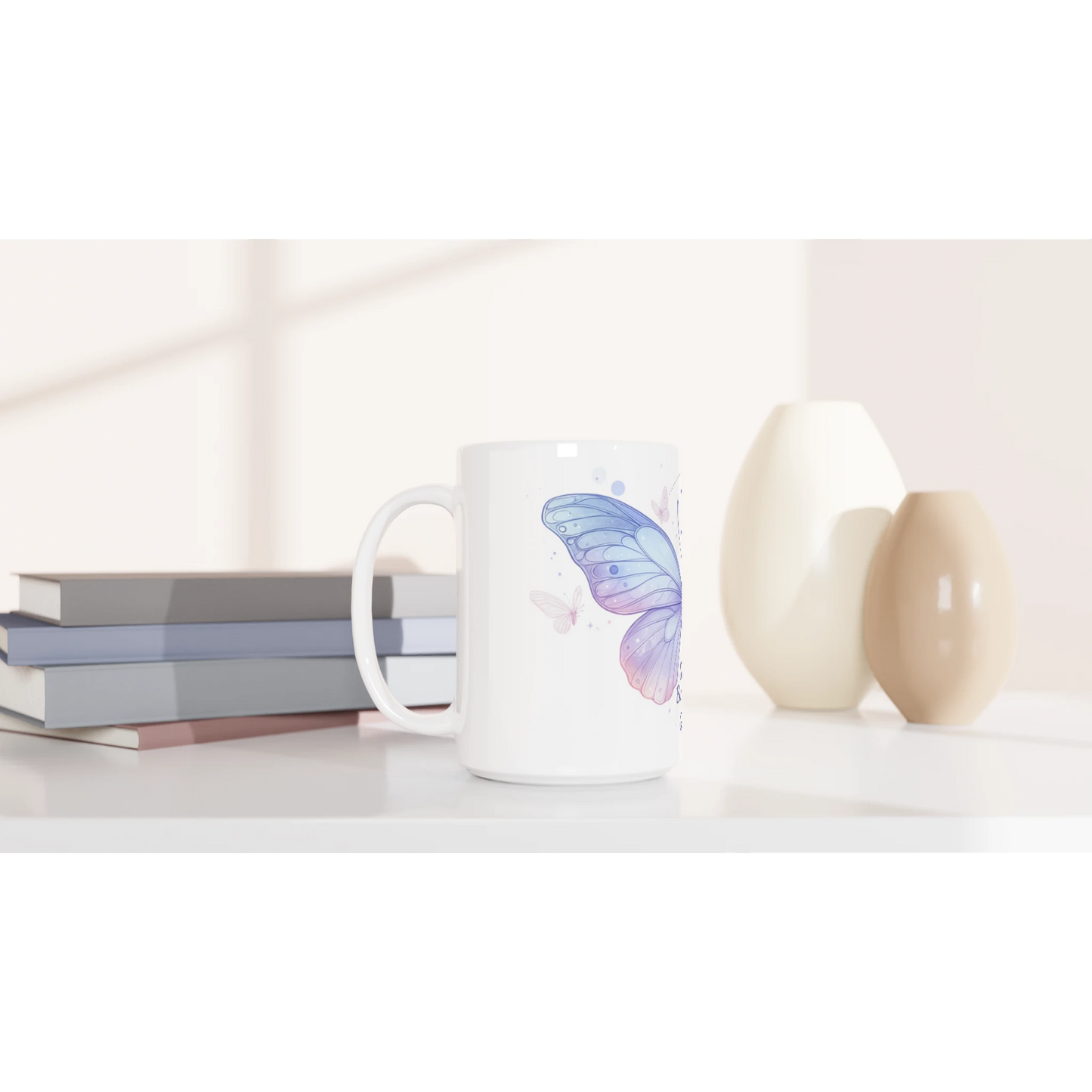 Zodiac Gemini - Socially Butterflies - White 15oz Ceramic Mug Glossy | Unique Everyday Designz Home, Gifts & Apparel A Lid for Every Pot ~Everyday Designz~