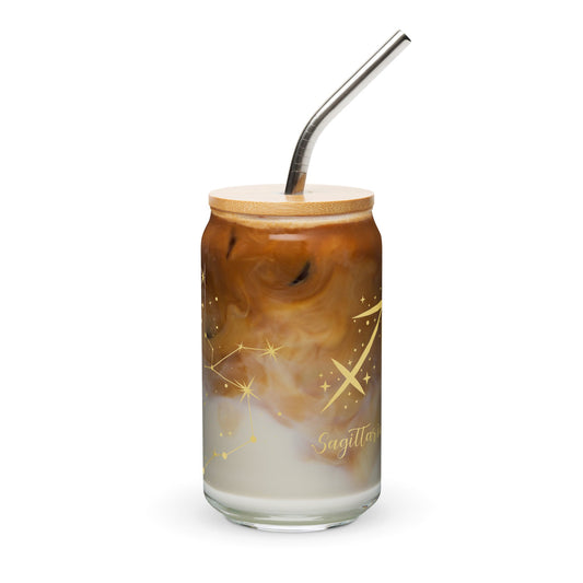 Zodiac Sagittarius - Aimless Precision - 16oz w/wo Lid and straw -Can-shaped glass | Unique Everyday Designz Home, Gifts & Apparel A Lid for Every Pot ~Everyday Designz~