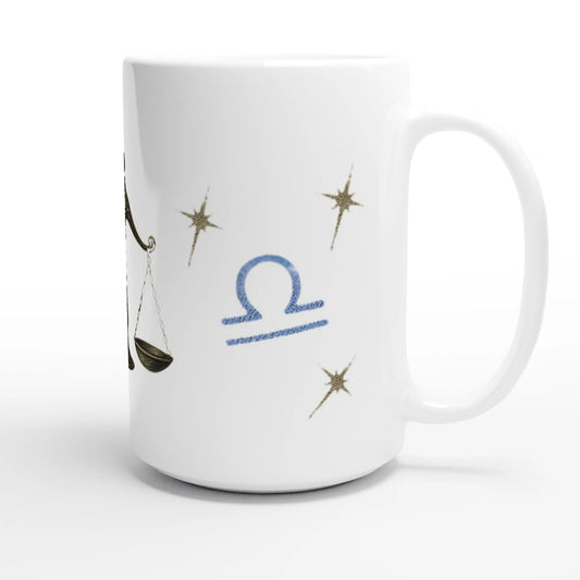 Zodiac Libra - Perfectly Unbalanced  -Blue or Gold Lettering - White 15oz Ceramic mug | Unique Everyday Designz Home, Gifts & Apparel A Lid for Every Pot ~Everyday Designz~