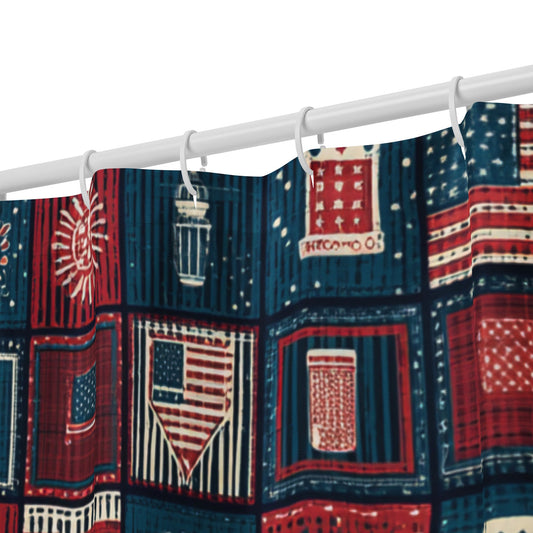 Patriotic Patchwork - July 4th - Shower curtain A Lid for Every Pot ~ Everyday Designz ~