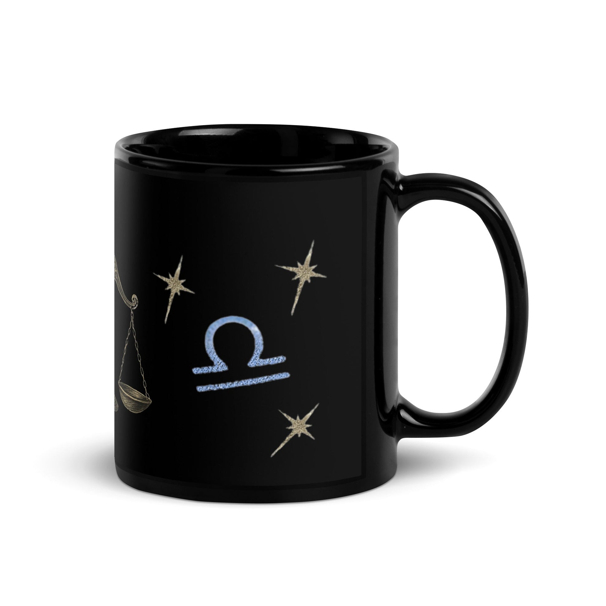 Zodiac Libra - Perfectly Unbalanced - Blue Lettering - 11oz and 15oz Black Glossy Mug A Lid for Every Pot ~ Everyday Designz ~