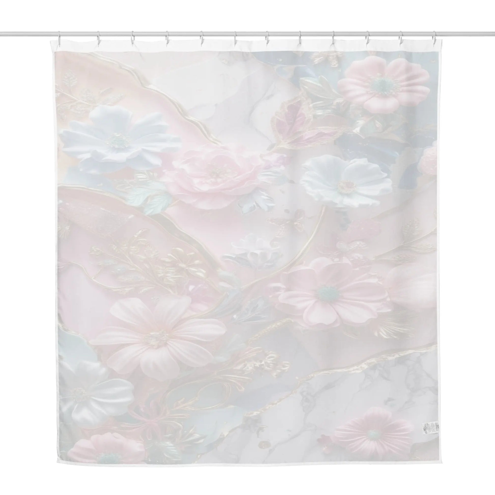71"x74" Shower Curtain - Custom Made - Bold Flowers and Marble A Lid for Every Pot ~ Everyday Designz ~