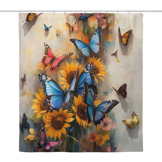 Sunflowers & Butterfly Kisses - Shower curtain - One of a kind A Lid for Every Pot