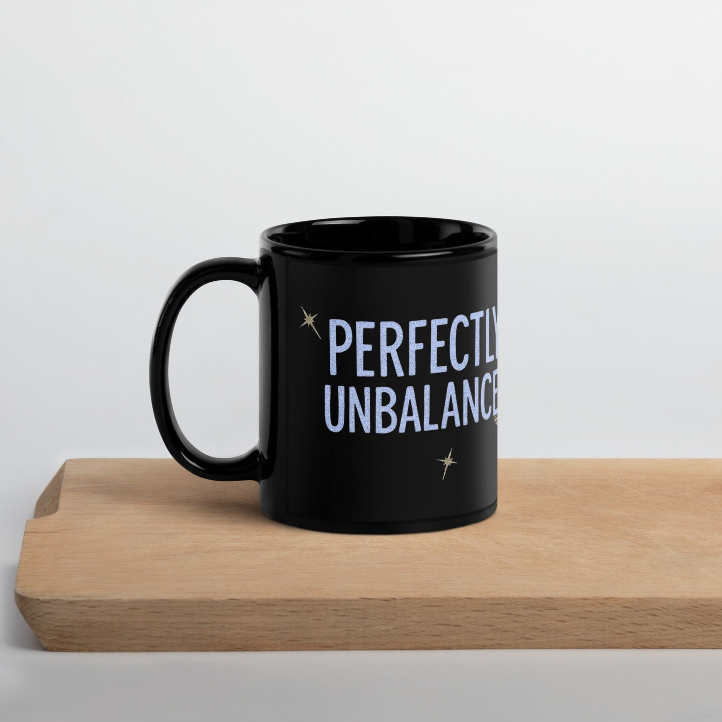 Zodiac Libra - Perfectly Unbalanced - Blue Lettering - 11oz and 15oz Black Glossy Mug A Lid for Every Pot ~ Everyday Designz ~