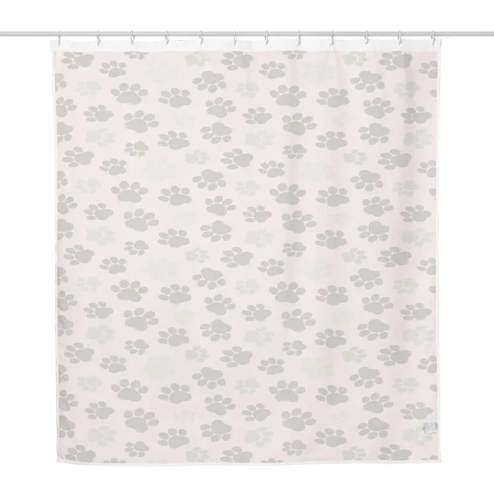 Durable Water Resistant Shower curtain Dog Paws pink background A Lid for Every Pot ~ Everyday Designz ~