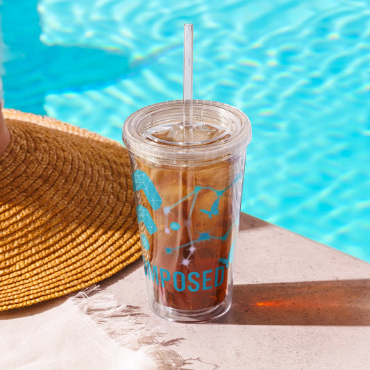 Zodiac Aquarius - Chaotically Composed - 16oz Clear plastic tumbler A Lid for Every Pot ~ Everyday Designz ~