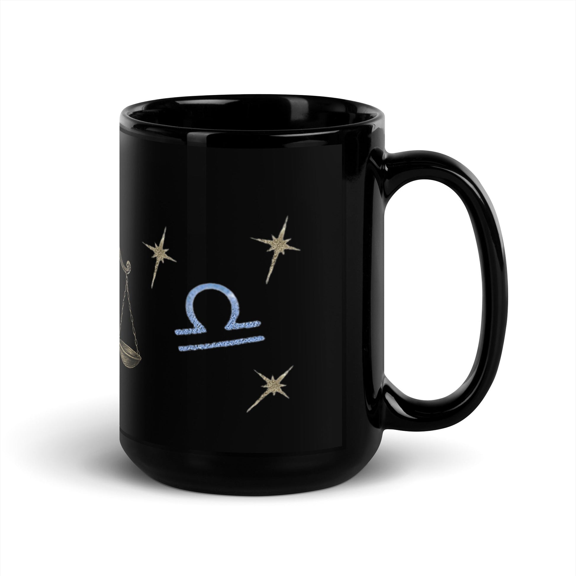 Zodiac Libra - Perfectly Unbalanced - Blue Lettering - 11oz and 15oz Black Glossy Mug A Lid for Every Pot ~ Everyday Designz ~