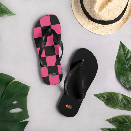 Pink and Black Checkers Flip-Flops | Unique Everyday Designz Home, Gifts & Apparel A Lid for Every Pot ~Everyday Designz~